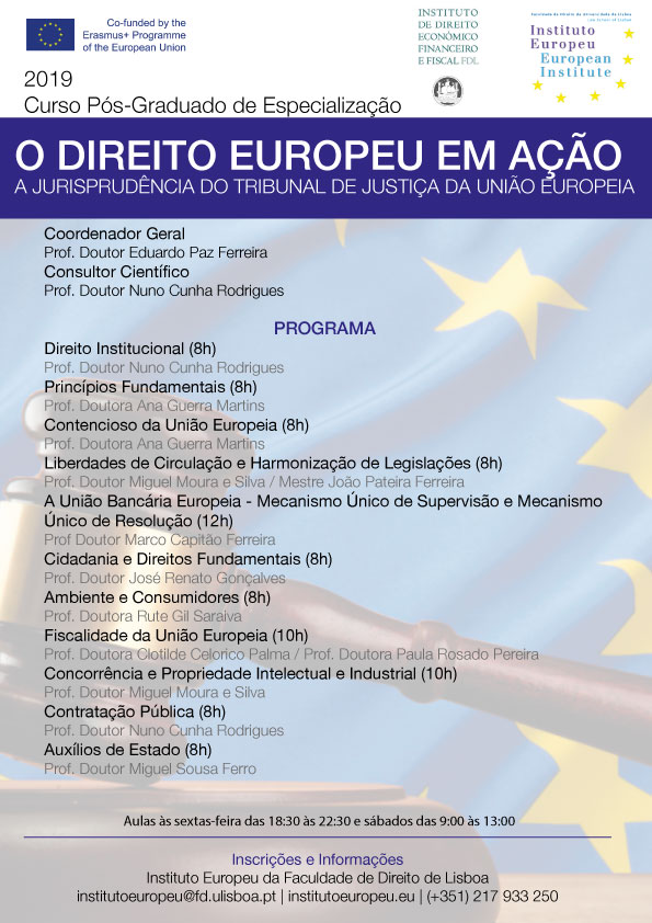 Cartaz Curso Direito Europeu em Ação 2019 v3101